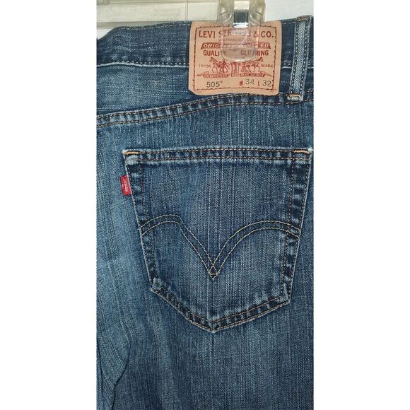 Levi's 505 Red Tag Straight Fit jeans Medium wash 34 x 32 See description - Picture 3 of 7